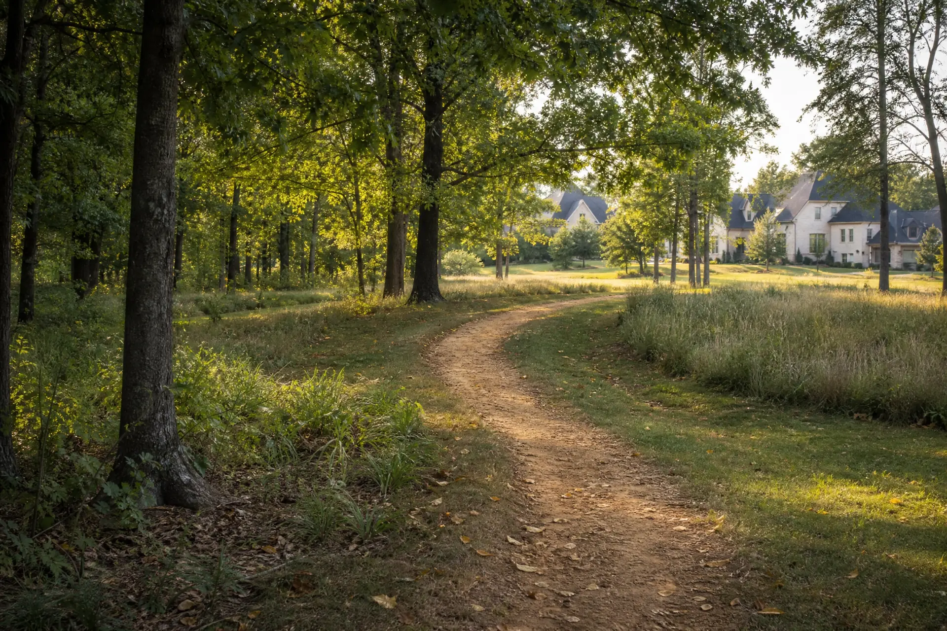 Soft-surface nature trail winding through preserved woods at Bethlehem Ridge